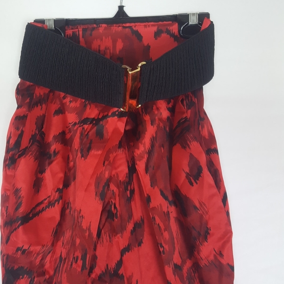 XOXO Mini Leopard Print Skirt SZ S Red Black - Picture 6 of 7